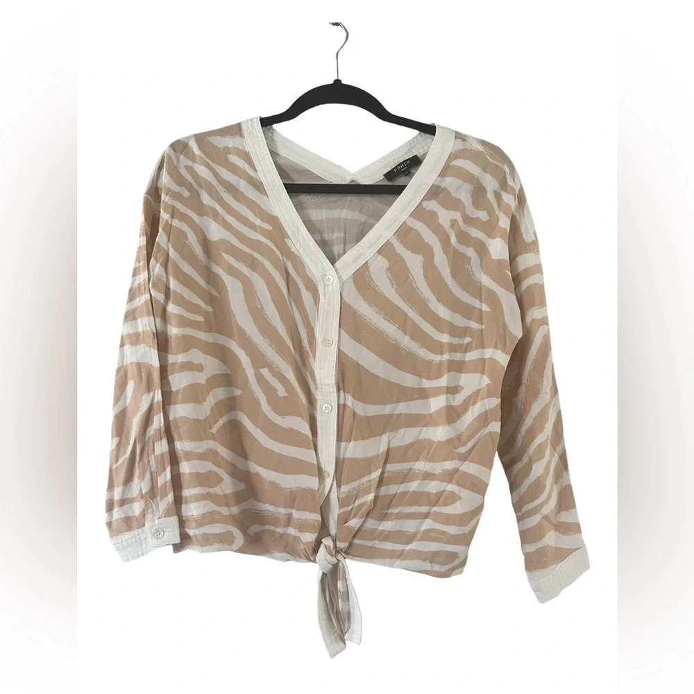 Frnch Paris Animal Print Cream and white blouse size medium/large